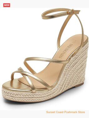 Strappy Espadrille Platform Wedge Sandals with Cushioned Insole